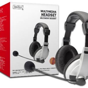 CUFFIE DIGITUS MULTIMEDIA CON MICROFONO, CONTROLLO VOLUME, AURICOLARI IMBOTTITI