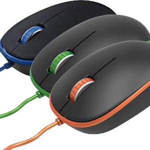 MEDIACOM BX55 USB Color Mouse - Mouse - ottica - cablato - USB - nero/arancione, nero/blu, nero/verde