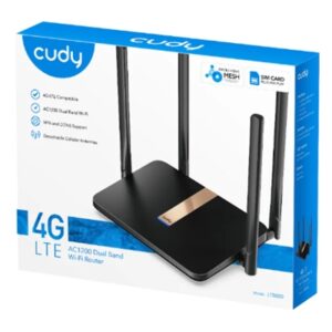LT500D - 6971690792060 - CUDY
WIRELESS ROUTER AC1200 4G LTE CUDY LT500D CAT.4 1200MBPS 300MBPS X2.4GHZ-867MBPS X 5GHZ 4P 10/100 RJ45 2 ANT.WI-FI+2 ANT.4G