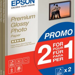 Epson Premium Glossy Photo Paper BOGOF - Lucido - A4 (210 x 297 mm) - 255 g/m² - 15 fogli carta fotografica (pacchetto di 2) - per EcoTank ET-2650, 2750, 2751, 2756, 3750, 4750, 7700, 7750; Expression Home HD XP-15000