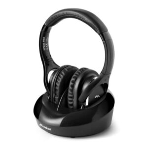 Meliconi Cuffie 600 Pro Cuffia TV Wireless Universale, base ricarica, Nero, 18.3 x 28.5 x 24.5 cm connessione ottica, jack 3,5"